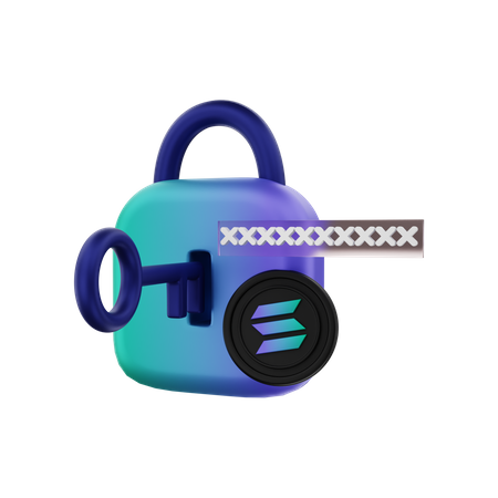 Solana com endereço de chave de privacidade  3D Illustration