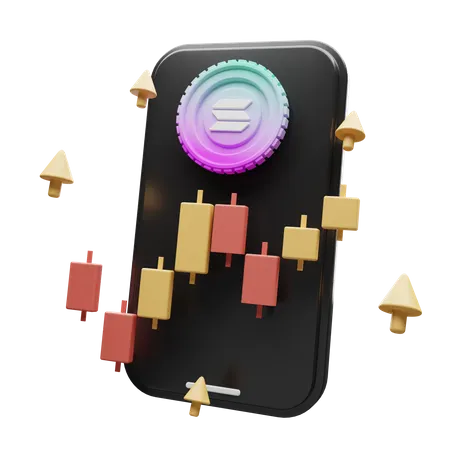 A Clean Solana Coin App With A Positive Chart 3D Illustration