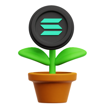 ソラナ暗号通貨コインの成長  3D Icon
