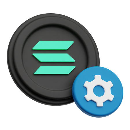 Solana暗号通貨コインの設定  3D Icon
