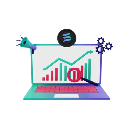 Solana-Gewinndiagramm  3D Illustration