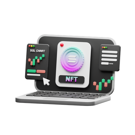 Solana NFT trading  3D Illustration