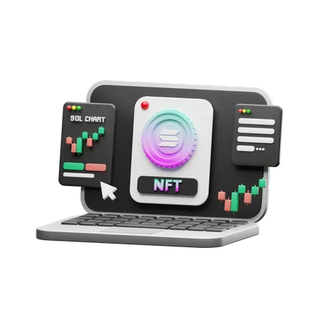 Solana NFT trading  3D Illustration