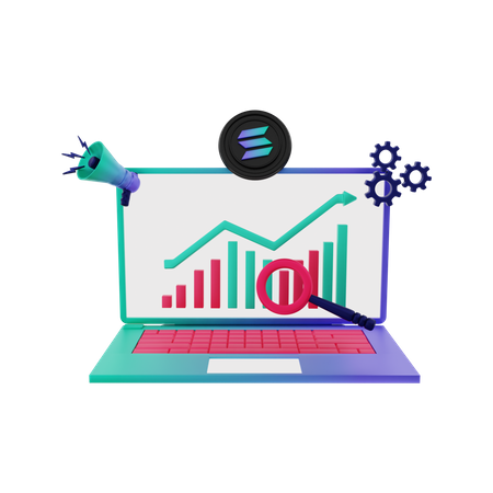 Solana profit chart  3D Illustration