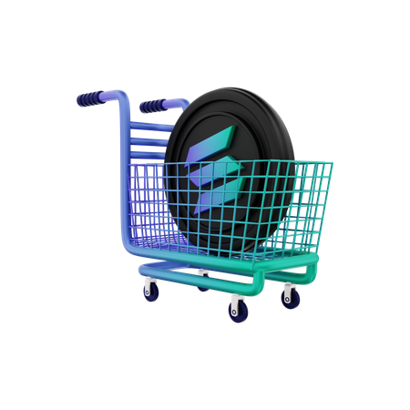 Solana shopping cart  3D Illustration