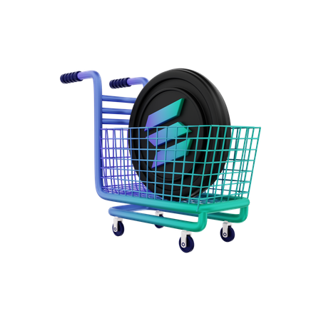 Solana shopping cart 3D Illustration