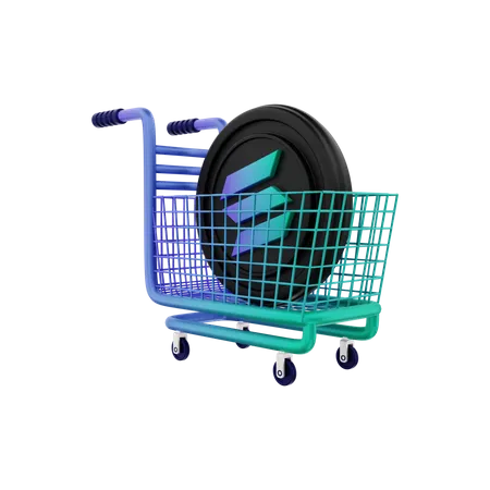 Solana shopping cart  3D Illustration