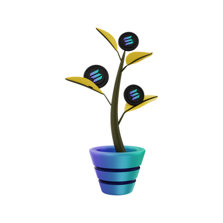 Solana tree growing 3D Illustration
