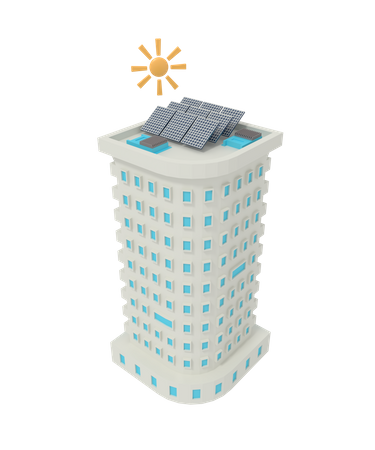 Solar Building  3D Icon