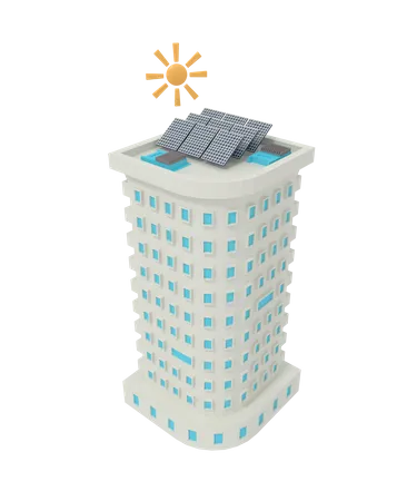 3 D Illustration Of Apartment Building With Solar Panel 3D Icon