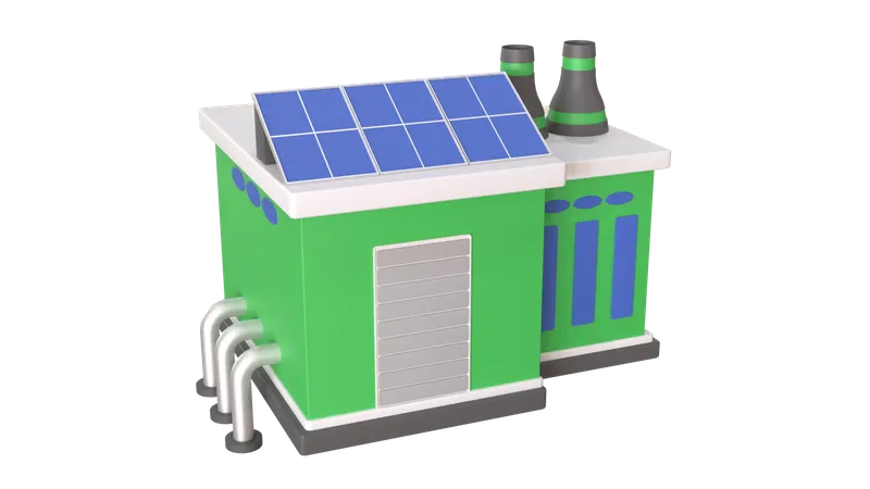 Solar Electric House  3D Icon