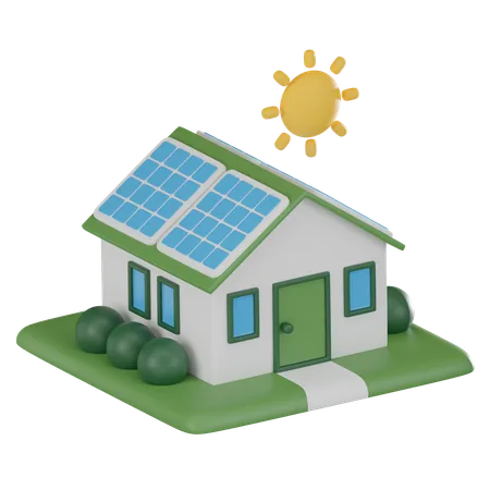 Solar Home Symbolizing Renewable Energy And Innovation Perfect For Eco Conscious Designs And Sustainable Technology Visuals 3 D Render Illustration 3D Icon