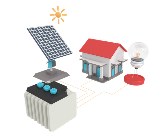 Solar Home  3D Icon