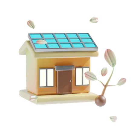 Solar House 3 D Icon Illustration 3D Icon