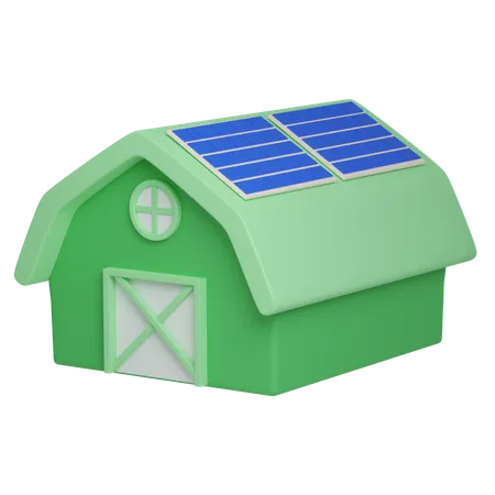 Green Barn House With Solar Panels Illustration Eco Global Warming Icons 3 D Illustration 3D Icon