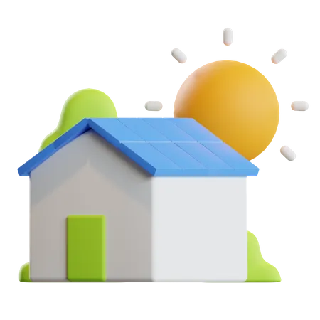 Solar House  3D Illustration