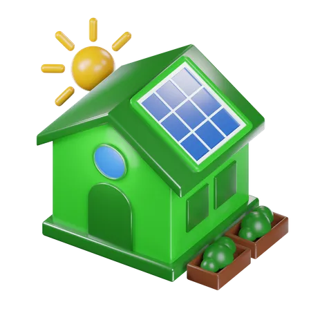 Solar house  3D Icon