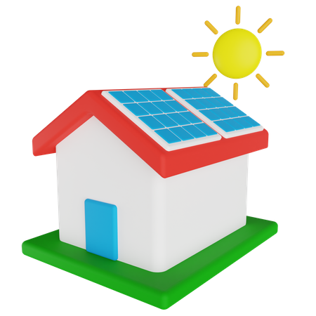 Solar House  3D Illustration