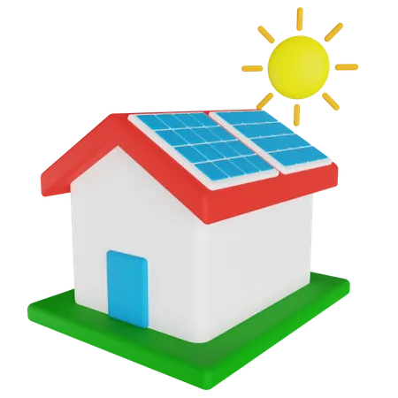 Solar House  3D Illustration