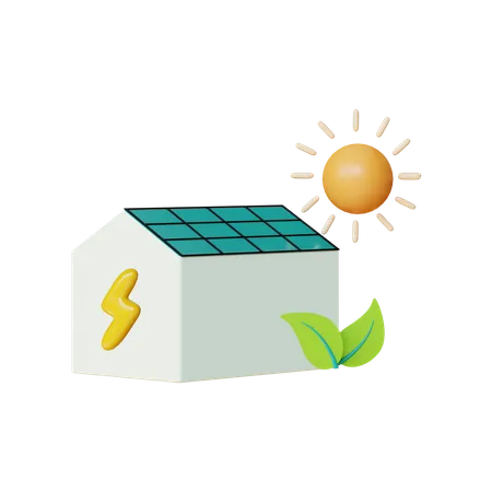 Solar House  3D Illustration