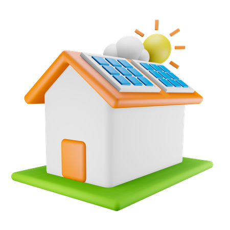 Solar House 3D Illustration