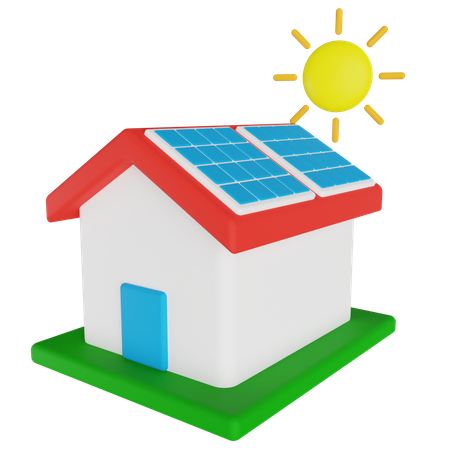Solar House 3D Illustration