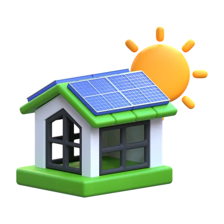 3 D Solar House Icon 3D Icon