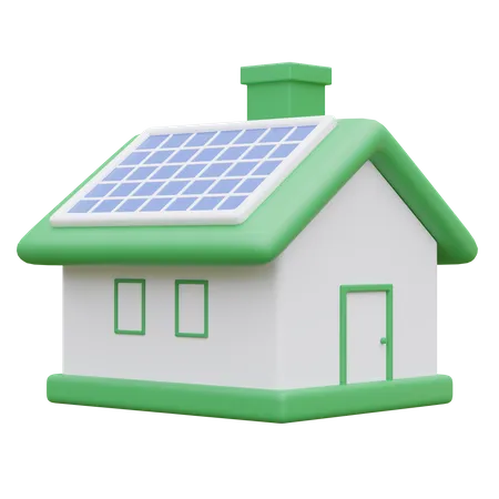 Green House With Solar Cell Panel 3 D Icon Illustration 3D Icon