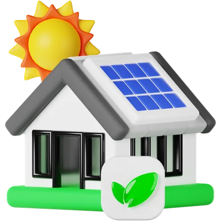 Solar House 3 D Icon 3D Icon