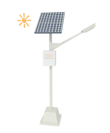 3 D Illustration Of Electricity Pole With Solar Panel 3D Icon