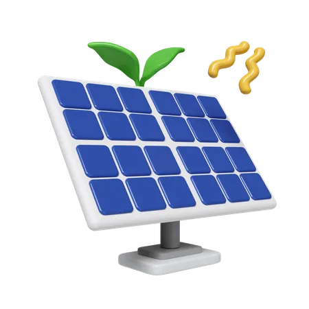 3 D Solar Panel Energy Lamp Icon With Green Leaf Eco Friendly Power Icon Isolated On White Background 3 D Rendering Illustration Clipping Path 3D Icon