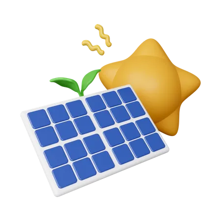 3 D Solar Panel Icon With Green Leaf And Sun Eco Friendly Power Icon Isolated On White Background 3 D Rendering Illustration Clipping Path 3D Icon