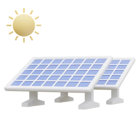 Green Power Solar Cell Panel With Sun 3 D Icon Illustration 3D Icon