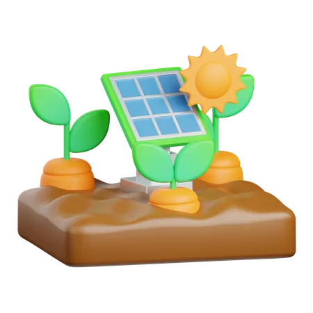 3 D Rendering Solar Panel Isolated Useful For Agriculture Technology Smart Farm And Innovation Design Element 3D Icon