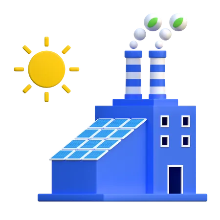 Solar Panel Energy Factory  3D Icon