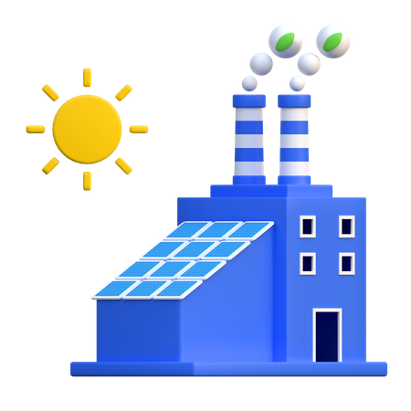 Solar Panel Energy Factory  3D Icon