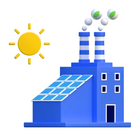 Eco Friendly Factory Using Solar Panel Energy Icon Earth Day 3 D Illustration 3D Icon