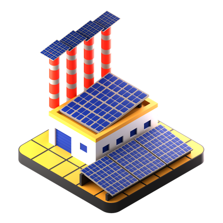 Solar Panel Factory  3D Icon