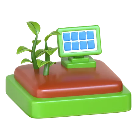 Solar Panel Farm 3 D Smart Farming Icon 3D Icon