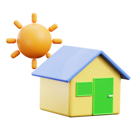 Solar Panel House  3D Icon