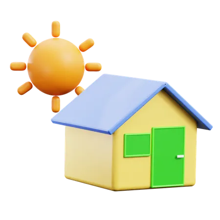 Solar Panel House  3D Icon