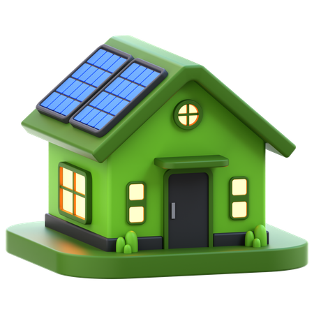 Solar Panel House  3D Icon