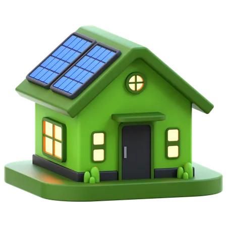 Solar Panel House  3D Icon