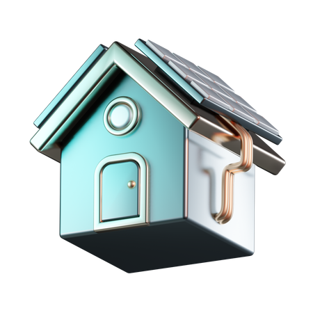 Solar Panel House  3D Icon