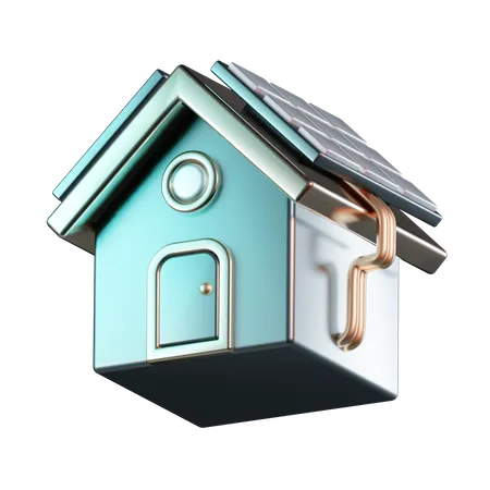 Solar Panel House  3D Icon