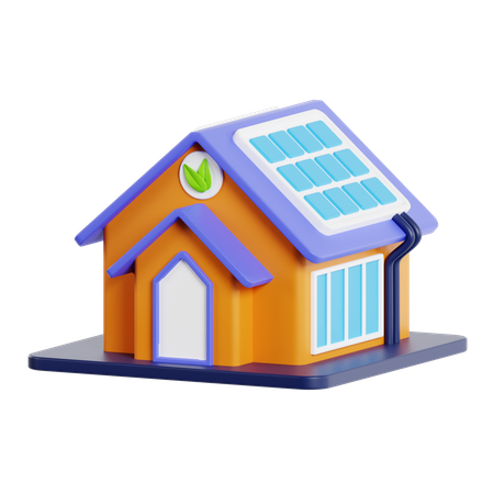 Solar Panel House  3D Icon