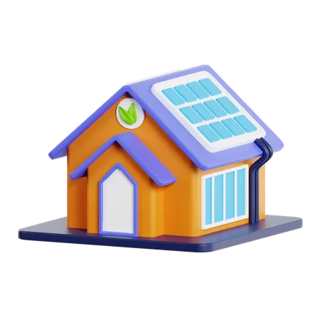 Solar Panel House  3D Icon