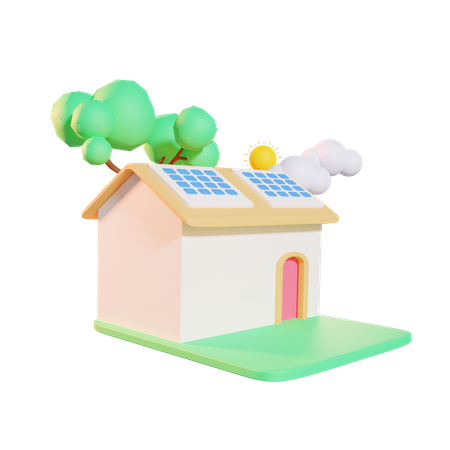 Solar Panel House  3D Icon