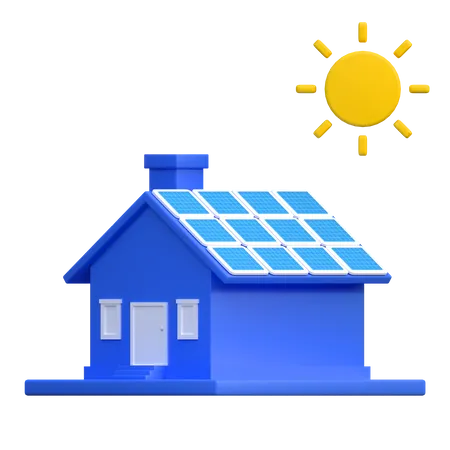 Solar Panel House  3D Icon