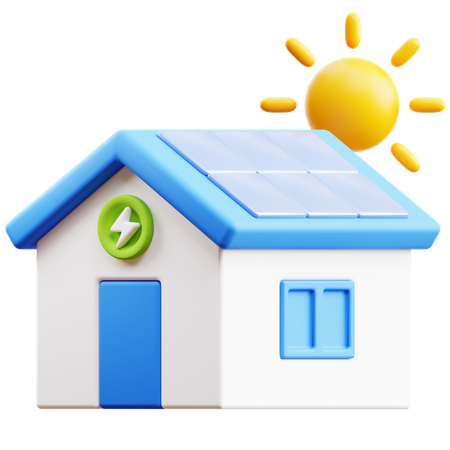 Solar Panel House  3D Icon